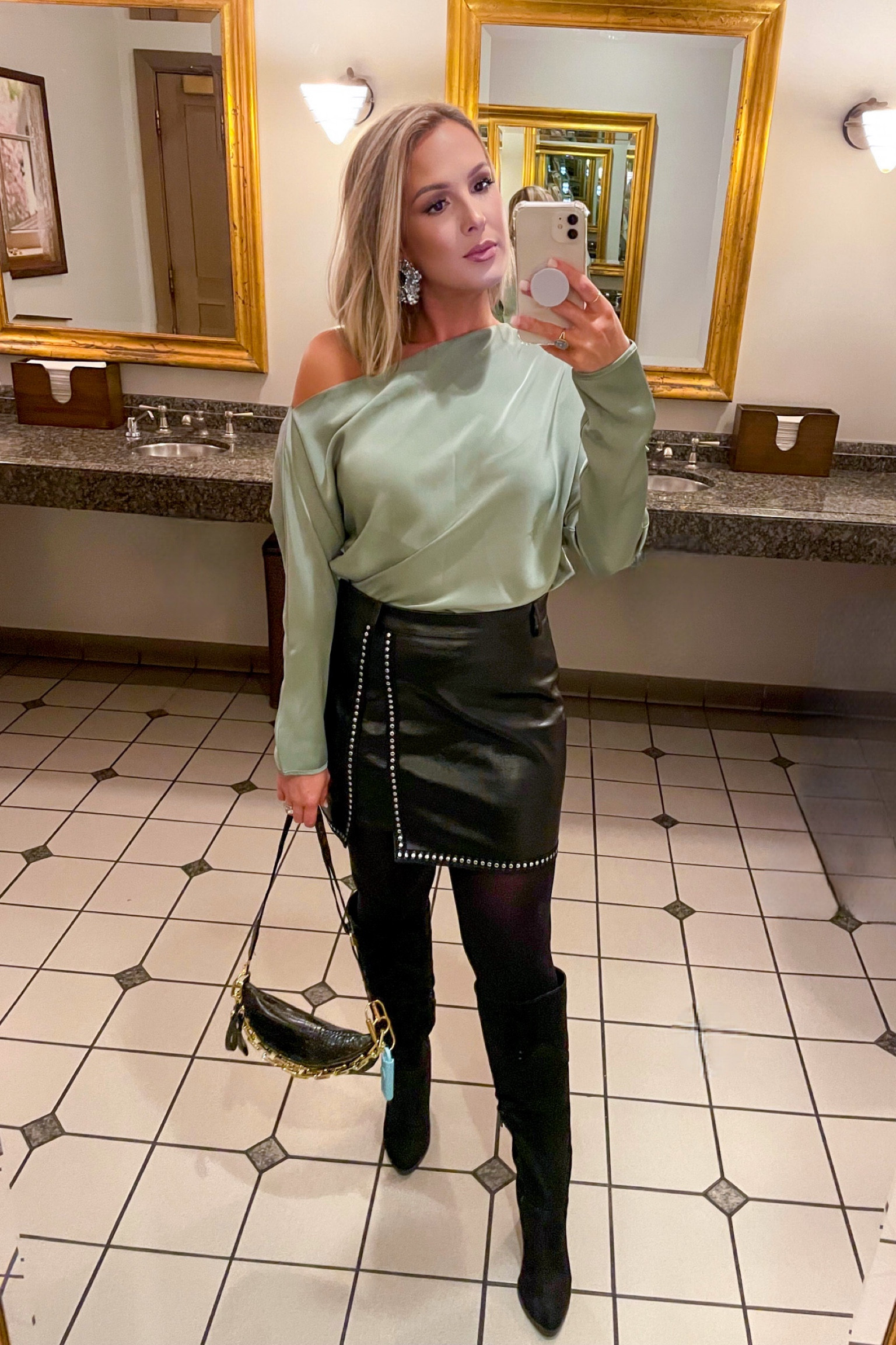 Fall outfit🖤 
Leather skirt, wide leg boots, dinner outfit

#LTKunder50