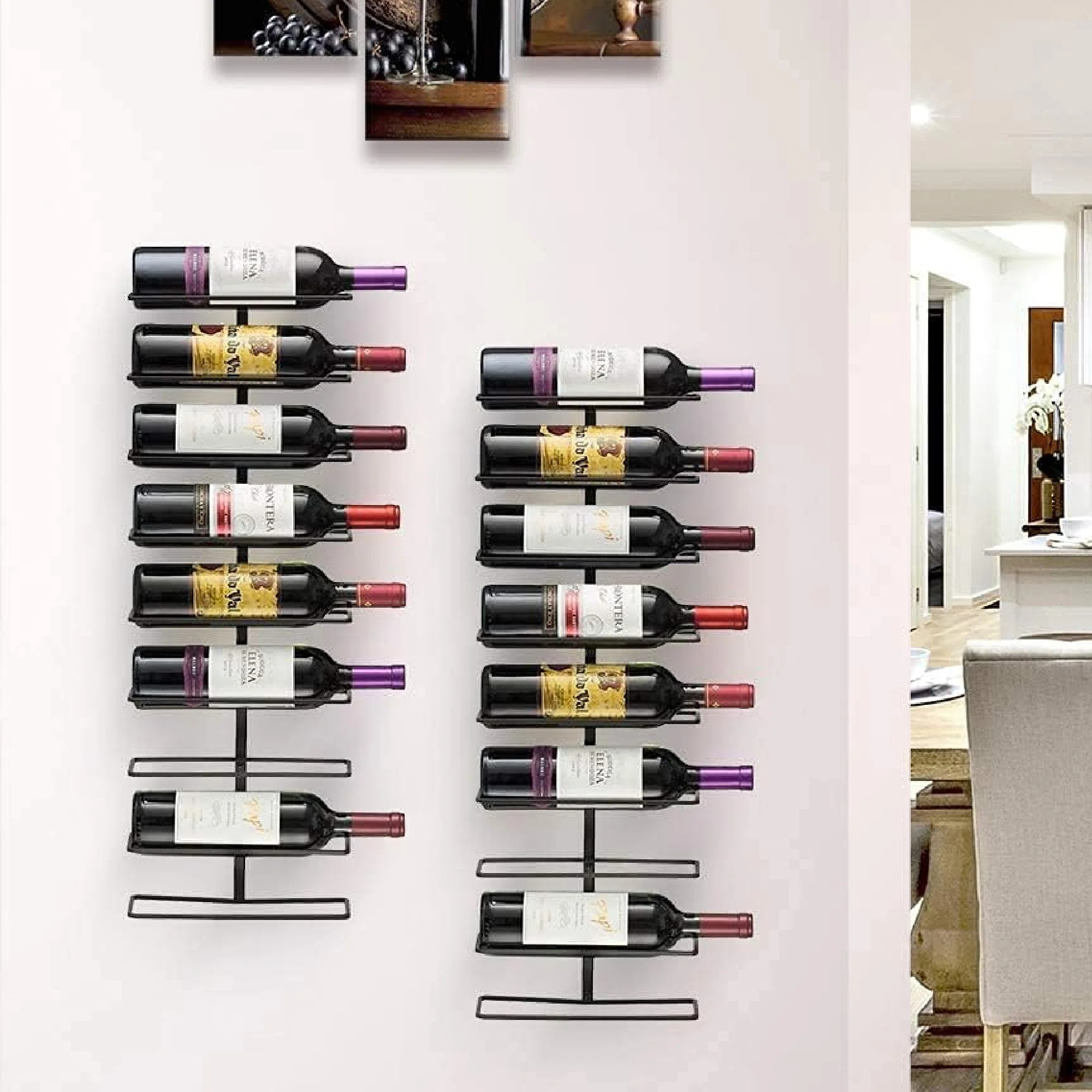 Sorbus 27 Bottles Capacity, Black, Metal Wine Rack, Wall Mount Wine Rack - Wall Mounted For Wine ... | Wayfair North America