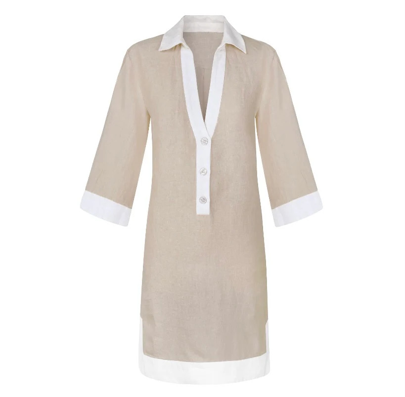 Fairfield Tunic Dress - Ecru/White | navyBLEU LLC