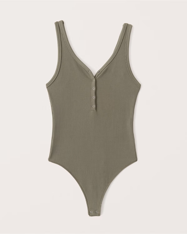 Seamless Ribbed Henley Bodysuit | Abercrombie & Fitch (US)