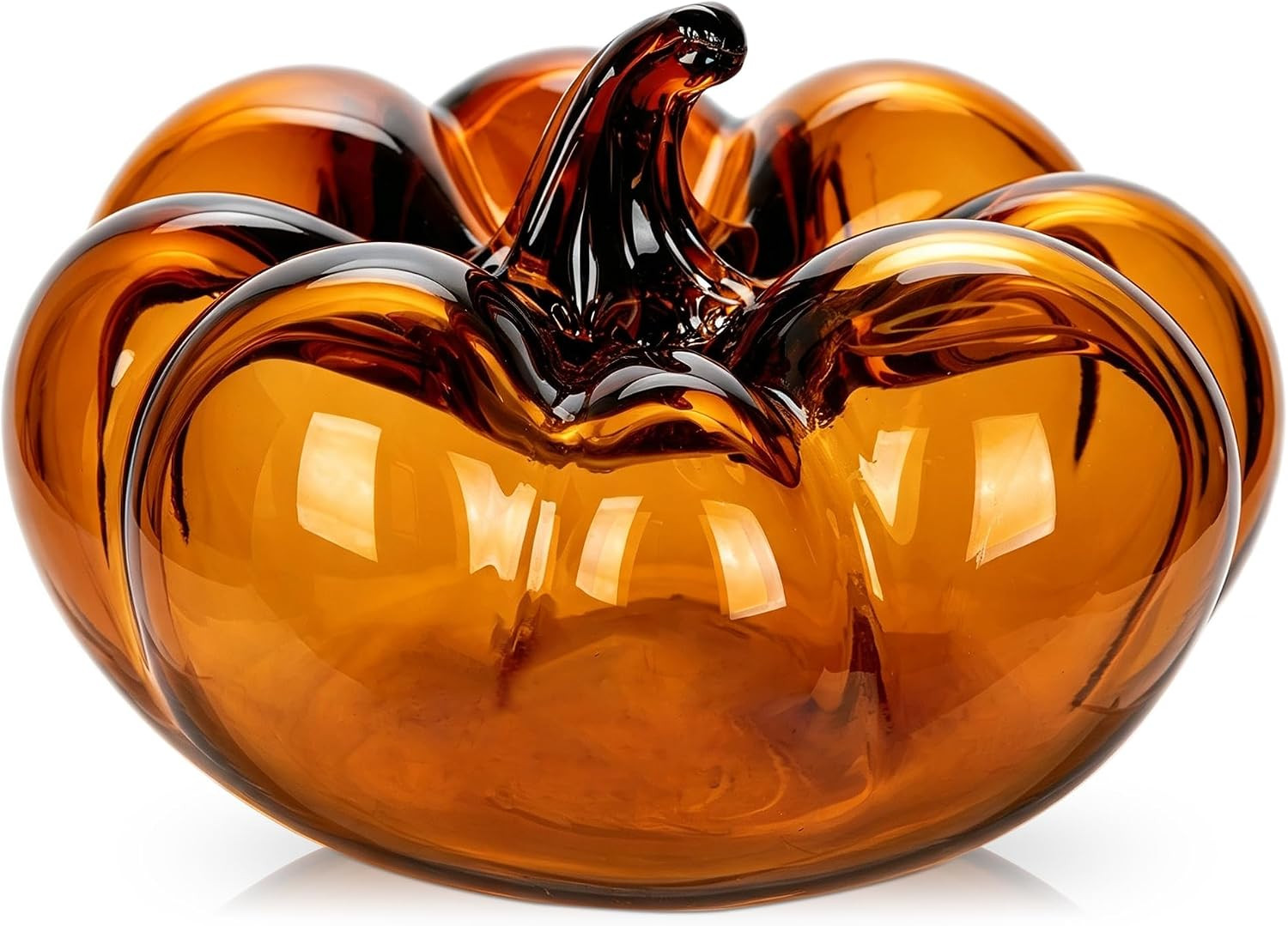 4.7" Glass Pumpkin, Amber Handmade Fall Thanksgiving Table Décor | Amazon (US)