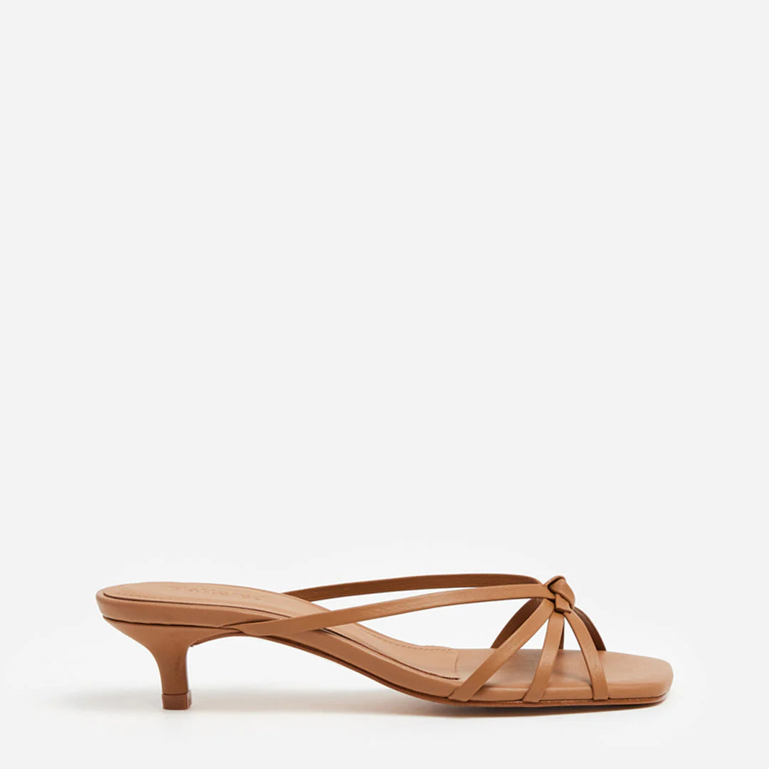 Eunisa Leather Cognac Heel | Flattered