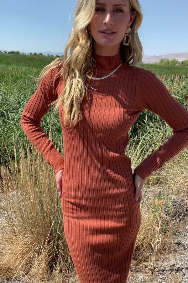 Jill Ribbed Midi Dress | Spice | Baltic Born
