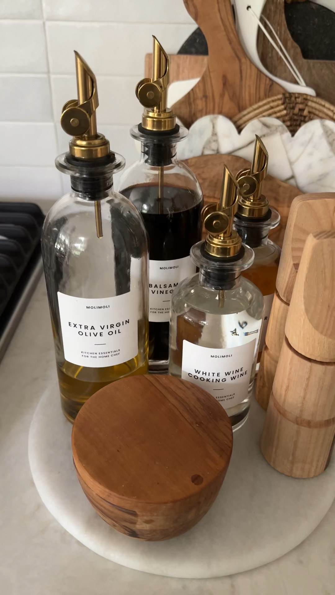 I have two different sizes of these glass bottle dispensers and kept them next to my stovetop, since they are so functional and pretty too! Multiple finishes are available and tons of labels are included so you can easily identify the contents. They are currently on sale and have an additional coupon for a fantastic price! kitchen gadget kitchen tool home gadget oil dispenser vinegar dispenser syrup dispenser hostess gift idea Amazon find

#LTKVideo #LTKFindsUnder50 #LTKHome