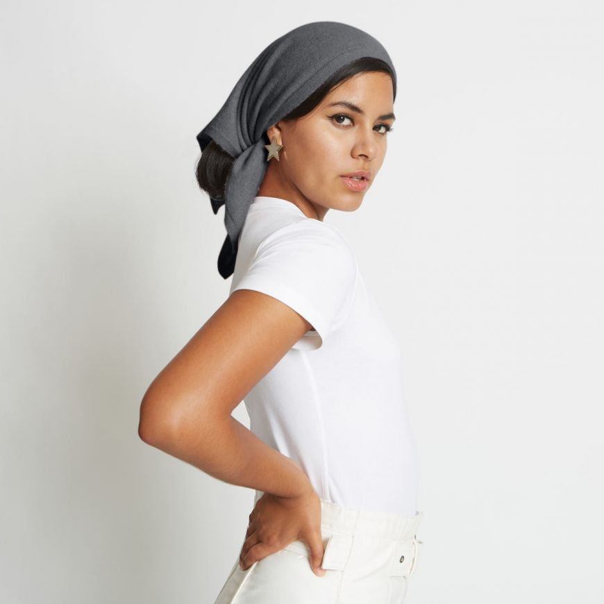 TAYLOR ECO CASHMERE TRIANGLE BANDANA IN CHARCOAL | Santicler