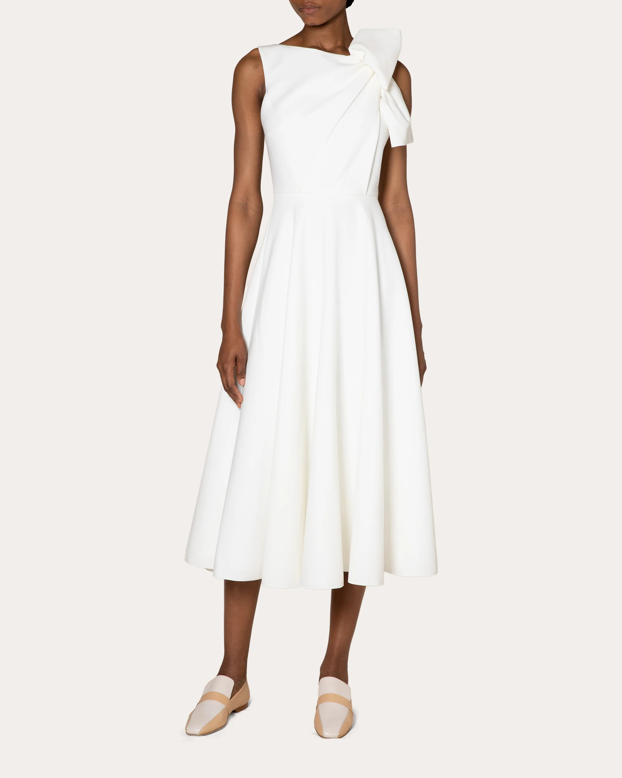Brigitte Bow-Detail Crepe Midi Dress | Olivela