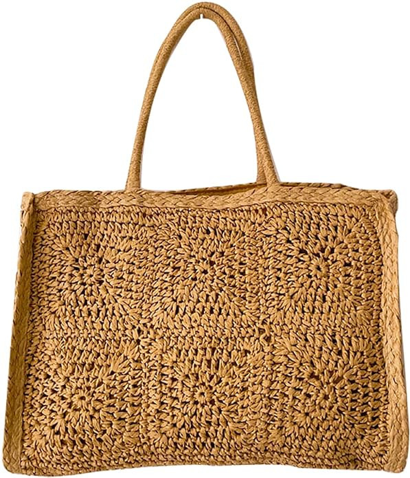 Handwoven Straw Vintage Purse Bag Bohemian Large Straw Beach Bag Chic Casual Handbag Shoulder Bag... | Amazon (US)