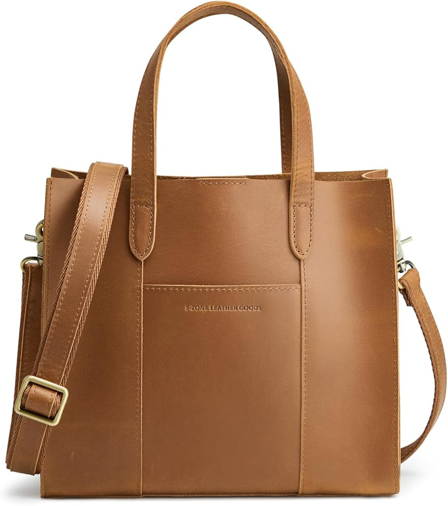 S-ZONE Leather Crossbody Tote Bags for Women Satchel Bag Top Handle Handbag Shoulder Purses Mediu... | Amazon (US)