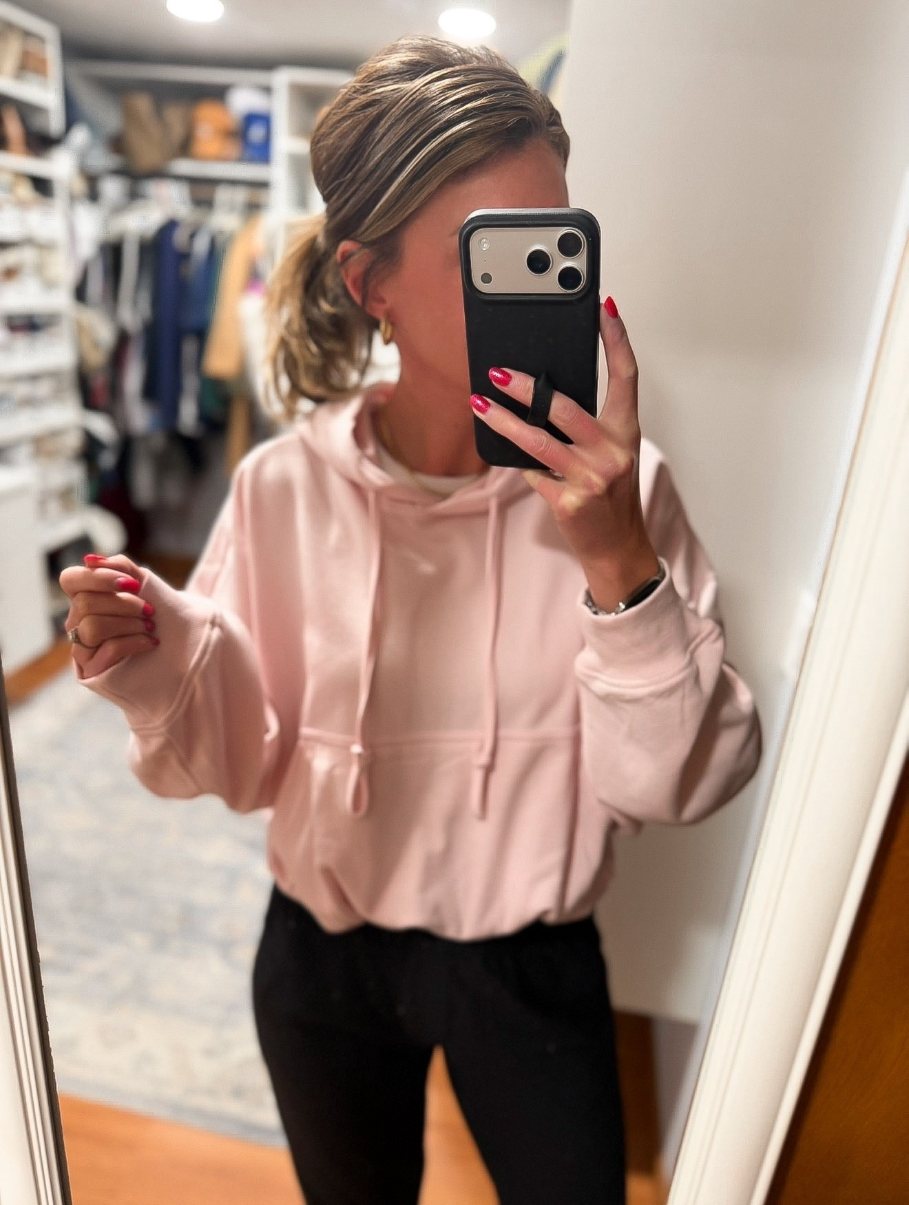 Off to the gym. This new bubble hem hoodie is an easy throw on and go piece. 
I sized up to large for a roomier fit  

#LTKmomlife #LTKootd