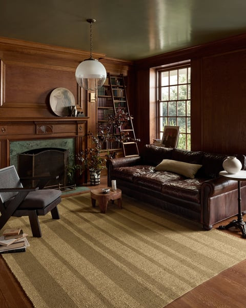 Weatherstaff WTS-03 Natural/Olive Jute Handwoven Striped Area Rug | Rugs Direct