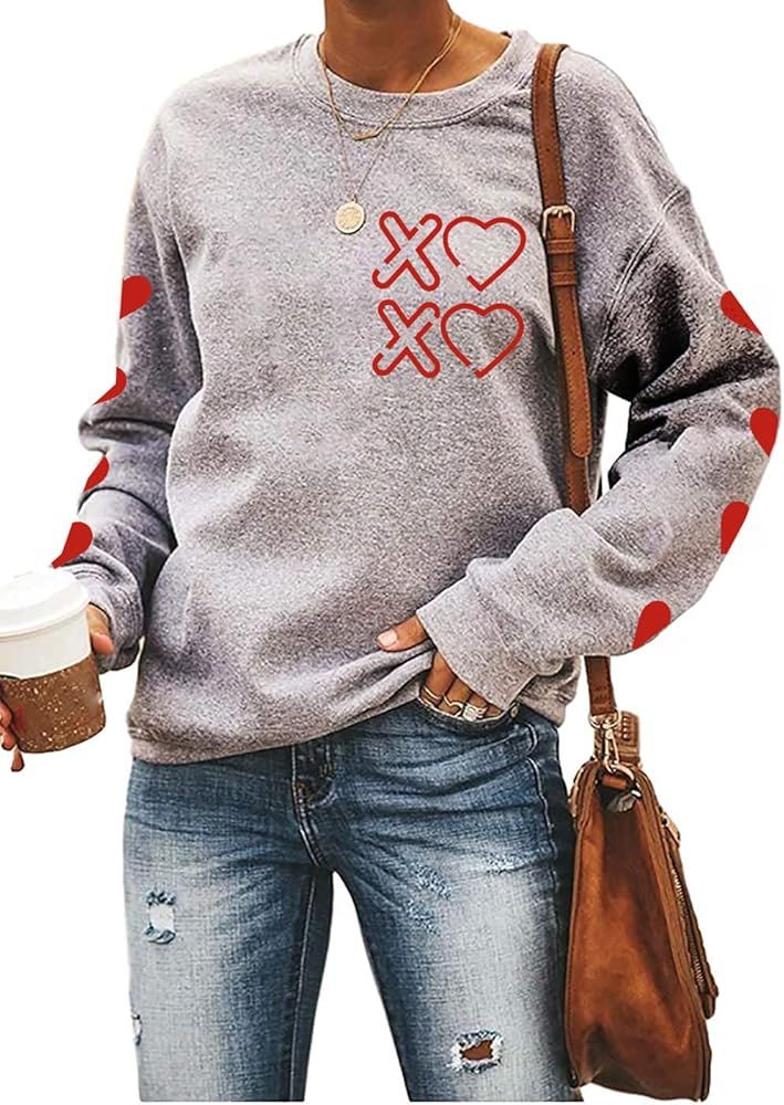 FAYALEQ Love Heart Sweatshirt for Women Happy Valentine's Day Shirts Tie Dye Crewneck Pullover To... | Amazon (US)