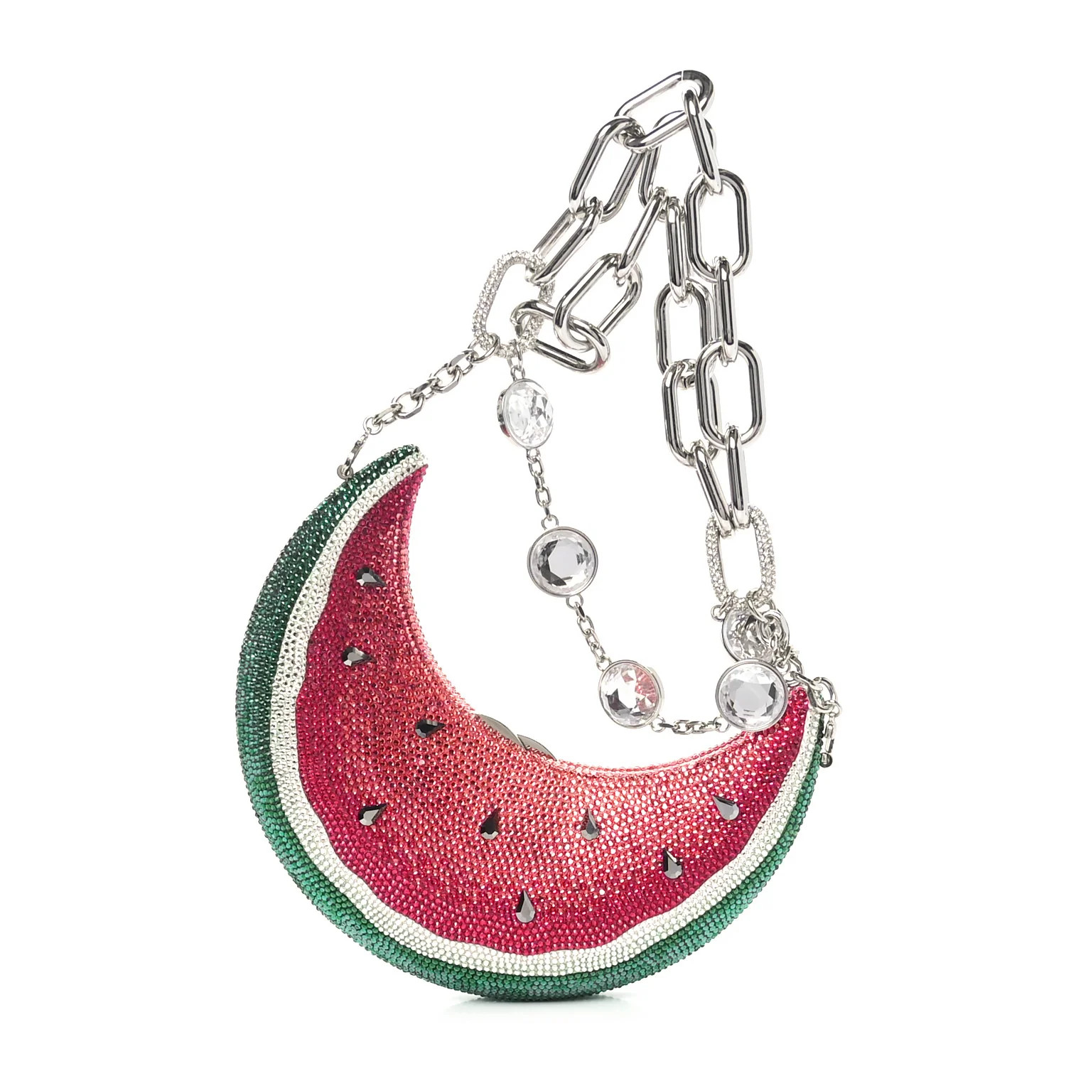 Crystal Watermelon Crescent Minaudiere Clutch | FASHIONPHILE (US)