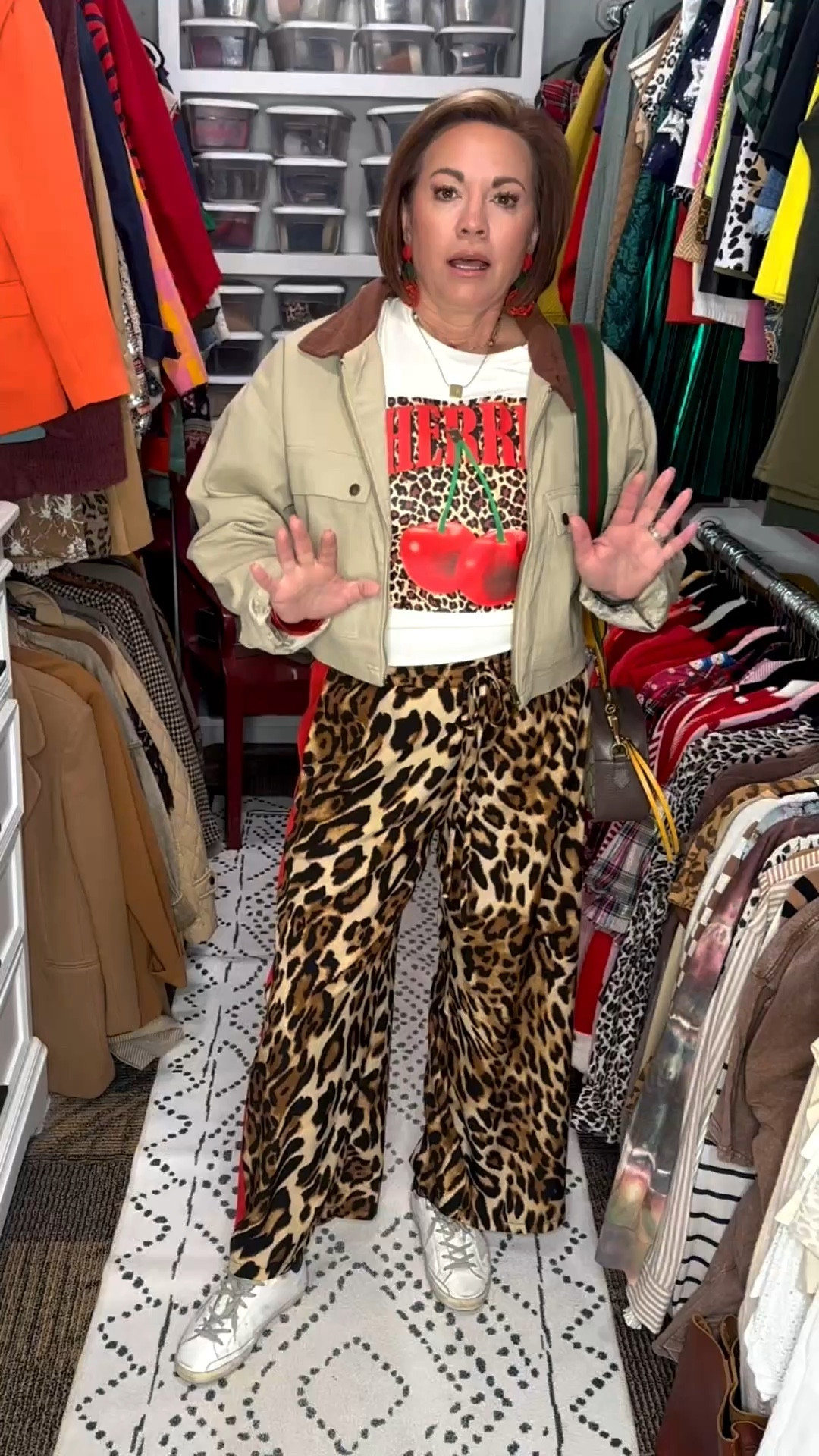 Casual Chic Leopard Outfit | Effortless Everyday Style
Leopard print is always a neutral in my closet, especially for an easy everyday outfit that feels pulled together but still comfortable. These leopard wide‑leg pants are the star of the look—flowy, flattering, and perfect for dressing up or down. I paired them with a graphic tee for a relaxed vibe, then layered on a lightweight utility jacket for structure and versatility.
The finishing touches make this outfit feel elevated: classic white sneakers for all‑day comfort and a crossbody designer‑inspired bag with a striped strap that adds just the right pop of color. This outfit is perfect for running errands, casual lunch dates, travel days, or everyday mom life.
If you love leopard print outfits, casual chic style, wide‑leg pants outfits, or elevated everyday looks, this one is a must‑save. Everything is linked and easy to recreate!

#LTKootd #LTKMidsize #LTKOver40