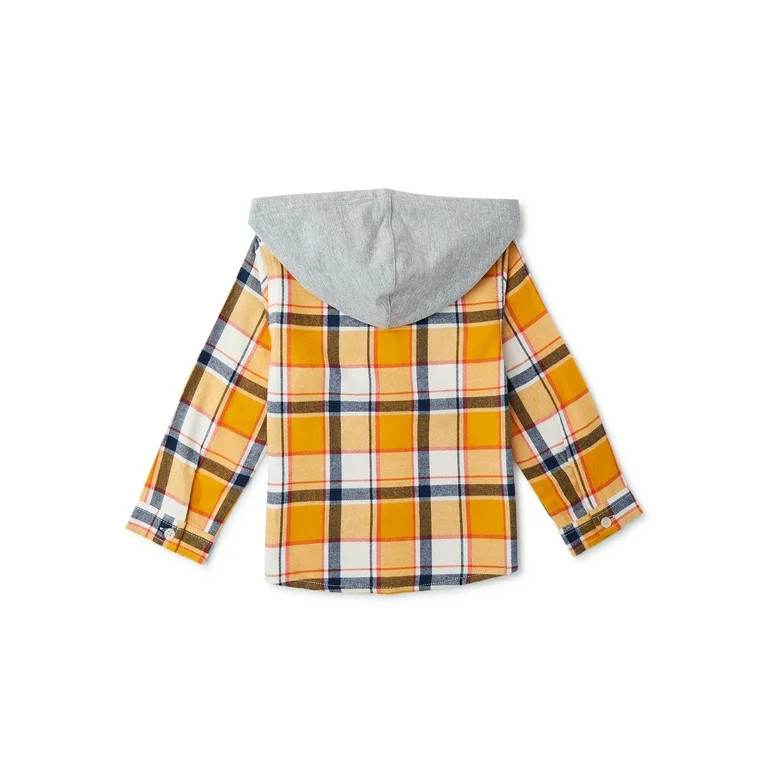 Wonder Nation Baby and Toddler Boys’ Hooded Flannel Shirt, Sizes 12M-5T - Walmart.com | Walmart (US)