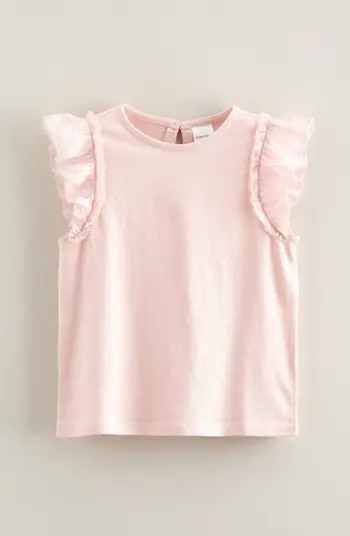 Kids' Ruffle Sleeve Cotton & Linen Top | Nordstrom
