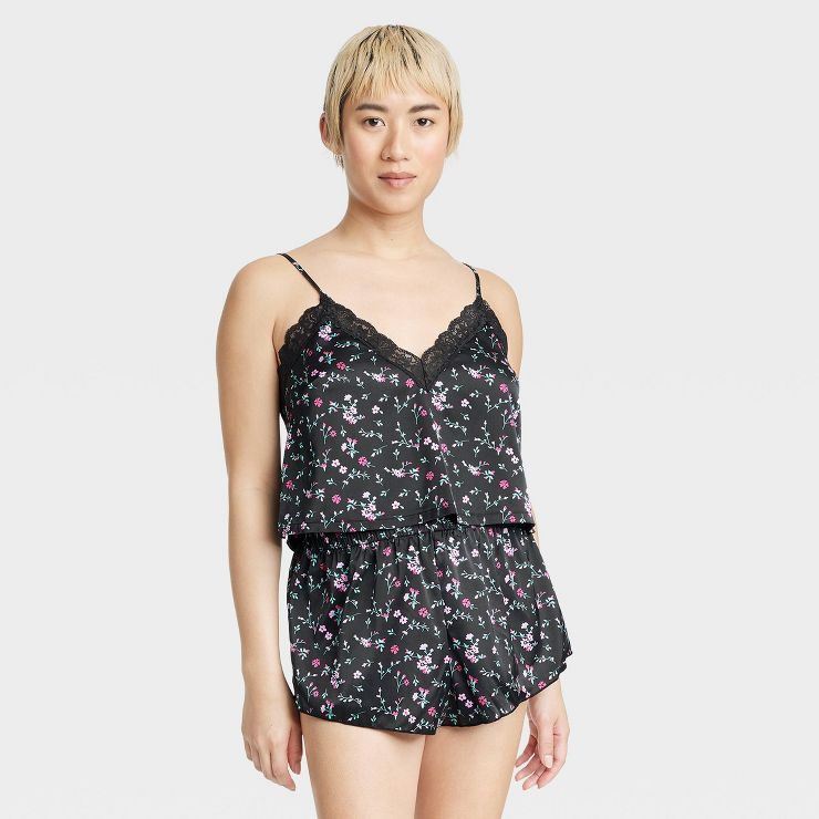 Women's Satin Lace Trim Tank and Shorts Pajama Set - Colsie™ | Target