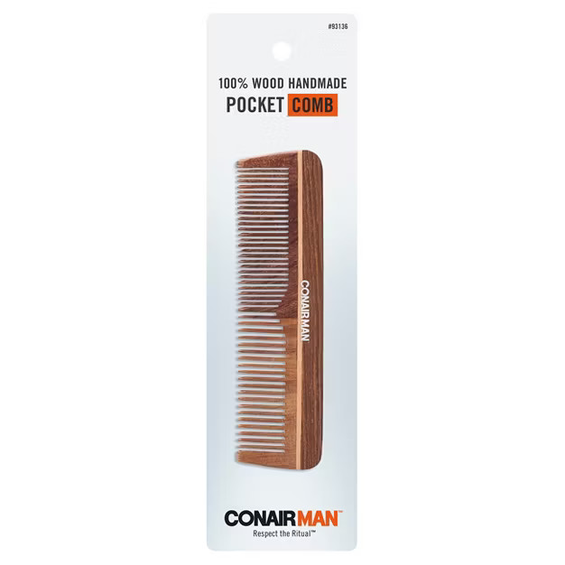 Conair Man Hand Cut 100% Wooden Pocket Comb | Target