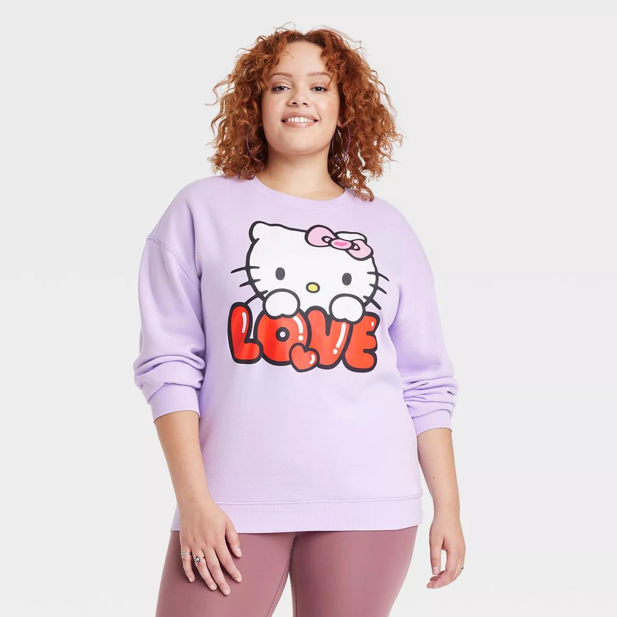 Women's Hello Kitty Love Crewneck Graphic Sweatshirt - Lavender | Target