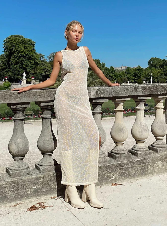 Performer Knit Maxi Dress Cream | Princess Polly US