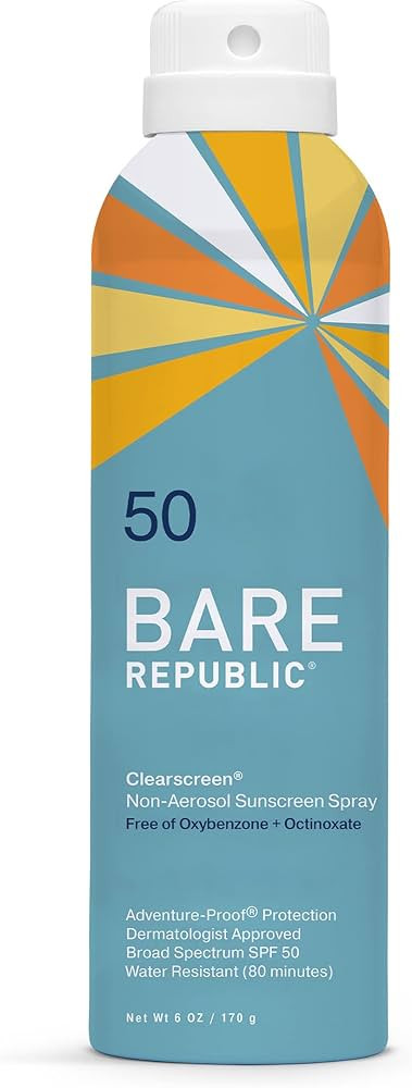Bare Republic Clearscreen Sunscreen SPF 50 Sunblock Spray, Water Resistant with an Invisible Fini... | Amazon (US)