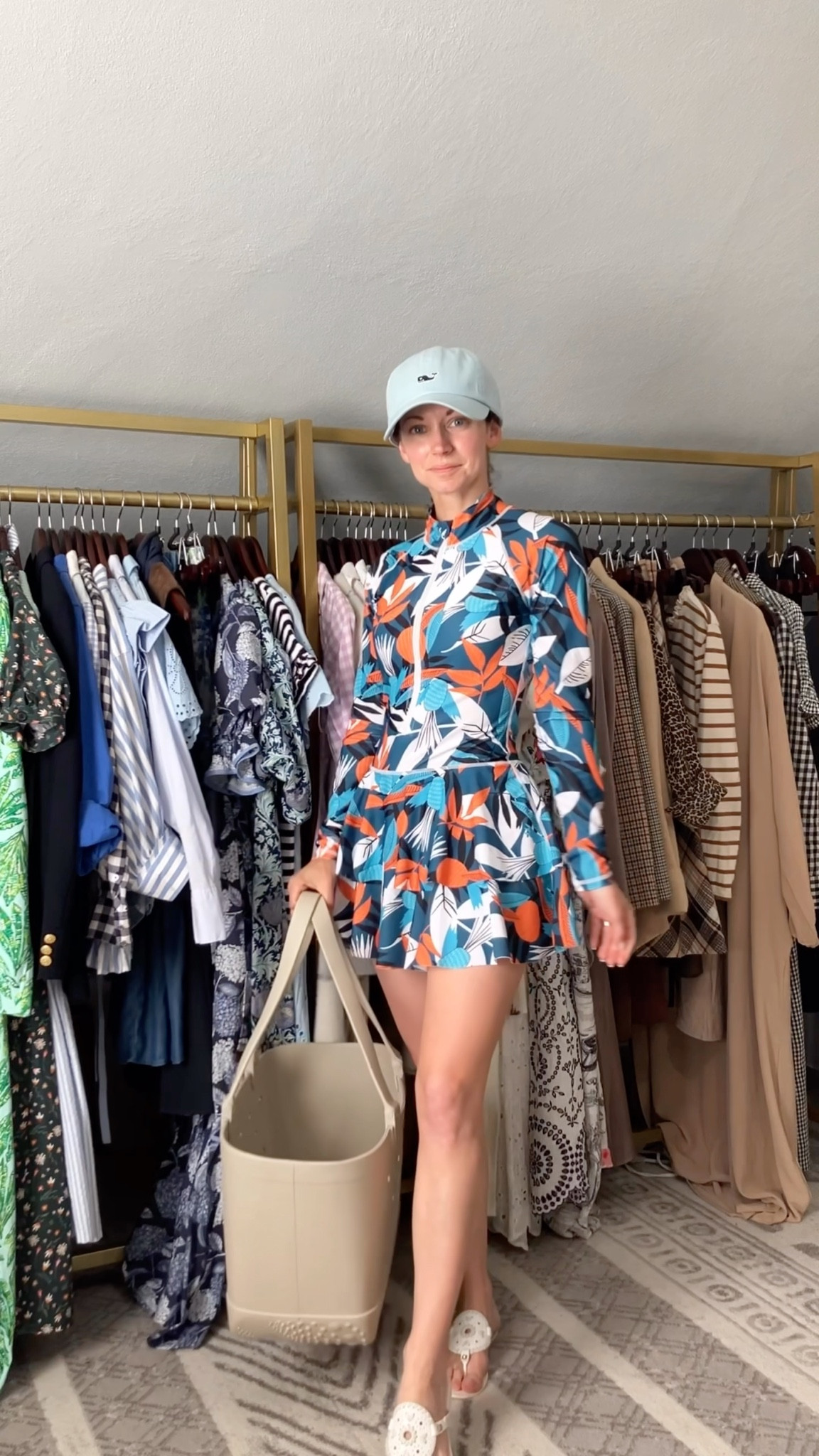 The perfect modest swim dress!
Swim dress from Amazon. 
Vineyard Vines hat is old, linking similar. 
Bag is Simple Modern from Amazon. 
Sandals are from Jack Rogers. 
Petite outfit. Summer outfit. Vacation outfit. 

#LTKPetite #LTKSwim #LTKdayinmylife