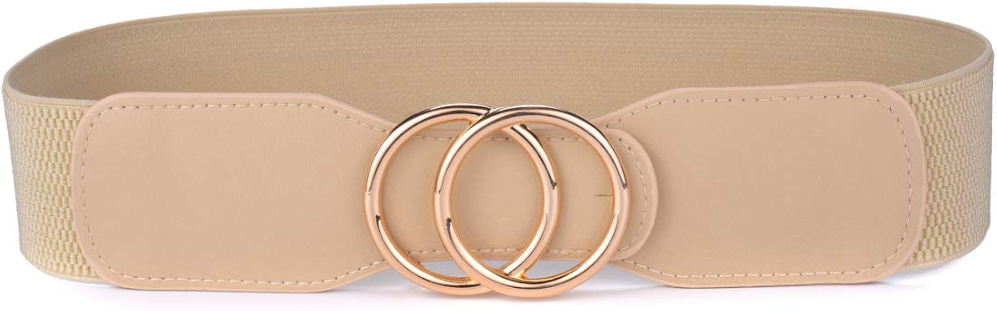 Beltox Women’s Elastic Stretch Wide Waist Belts w Double Rings Gold/Silver Buckle … | Amazon (US)