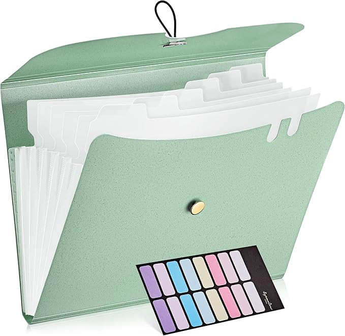 JARLINK 7 Pockets Expanding File Folder, A4 Size Accordion File Folders with 12 Labels, Cute Pape... | Amazon (US)