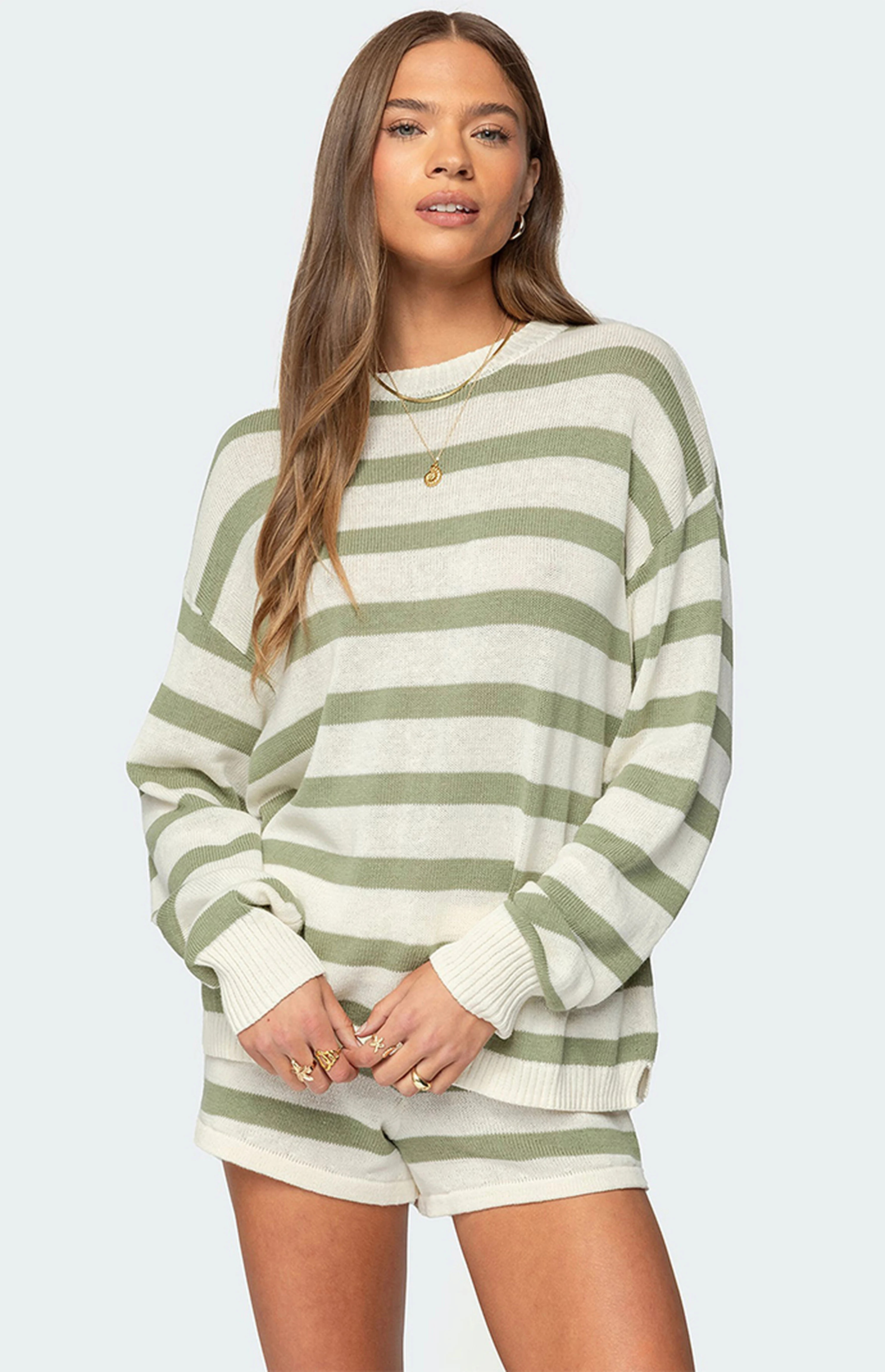 Edikted Amaris Oversized Striped Knit Sweater | PacSun