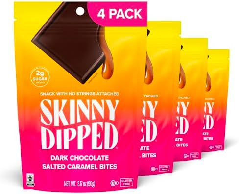 SkinnyDipped Dark Chocolate Salted Caramel Bites, 2g Sugar per Piece, Keto Friendly, Low Calorie ... | Amazon (US)