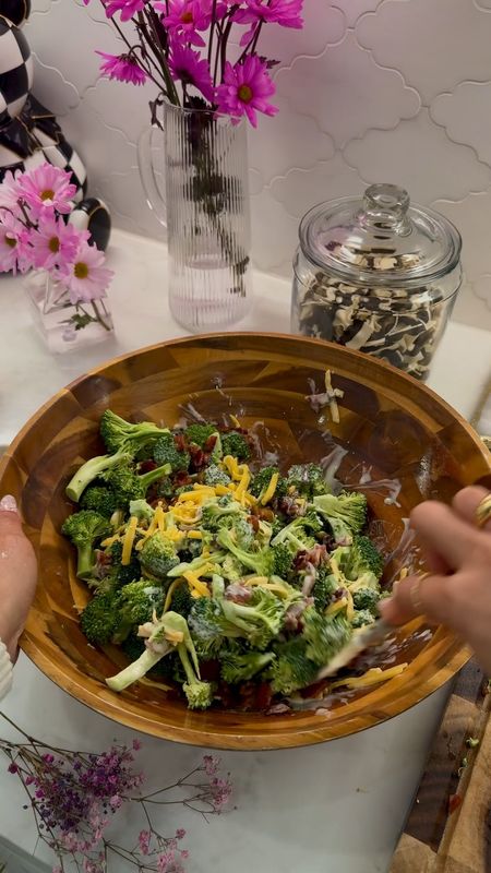 
The moment Easter weekend hits all of those cookout start and this is one of my most highly requested side dishes to bring! I promise even people that don’t care for broccoli will enjoy this! 

Broccoli Salad Recipe 
✨ 5 cups of chopped raw broccoli
✨ 1/2C freshly shredded Cheddar Cheese
✨ 8 strips of crispy bacon
✨ 1/2 red onion minced
✨ 1 cup of mayo
✨ 3 Tablespoons of Vinegar
✨ 4 tablespoons Sugar

1.	Warm vinegar slightly and combine with sugar until fully dissolved.
2.	Add mayo to the mixture to form dressing.
3.	Wash broccoli well, chop it up into bite size pieces and add to the dressing.
4.	Add chopped crispy bacon, cheese and minced onion.
5.	Mix well, cover, and store in the fridge for at least 3 hours or overnight for better flavor.
Enjoy! 


#recipes #easterrecipes #sidedish #broccoli #salad #cookout #asmr #cookwithme #inmykitchen 

#LTKfindsunder50 #LTKSeasonal #LTKVideo