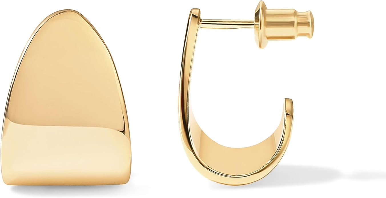 PAVOI 14K Gold Plated 925 Sterling Silver Posts Chunky Hoop Earrings | Statement Huggie Hoops for... | Amazon (US)