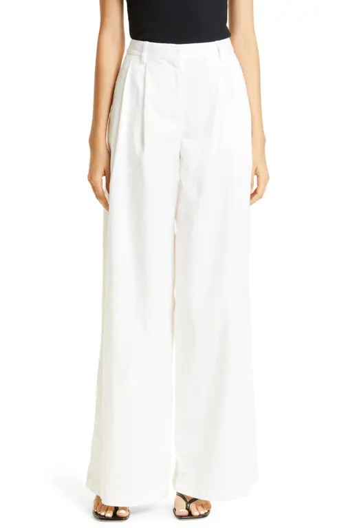 Nili Lotan Dillon Wide Leg Cotton Pants in White at Nordstrom, Size 0Regular | Nordstrom