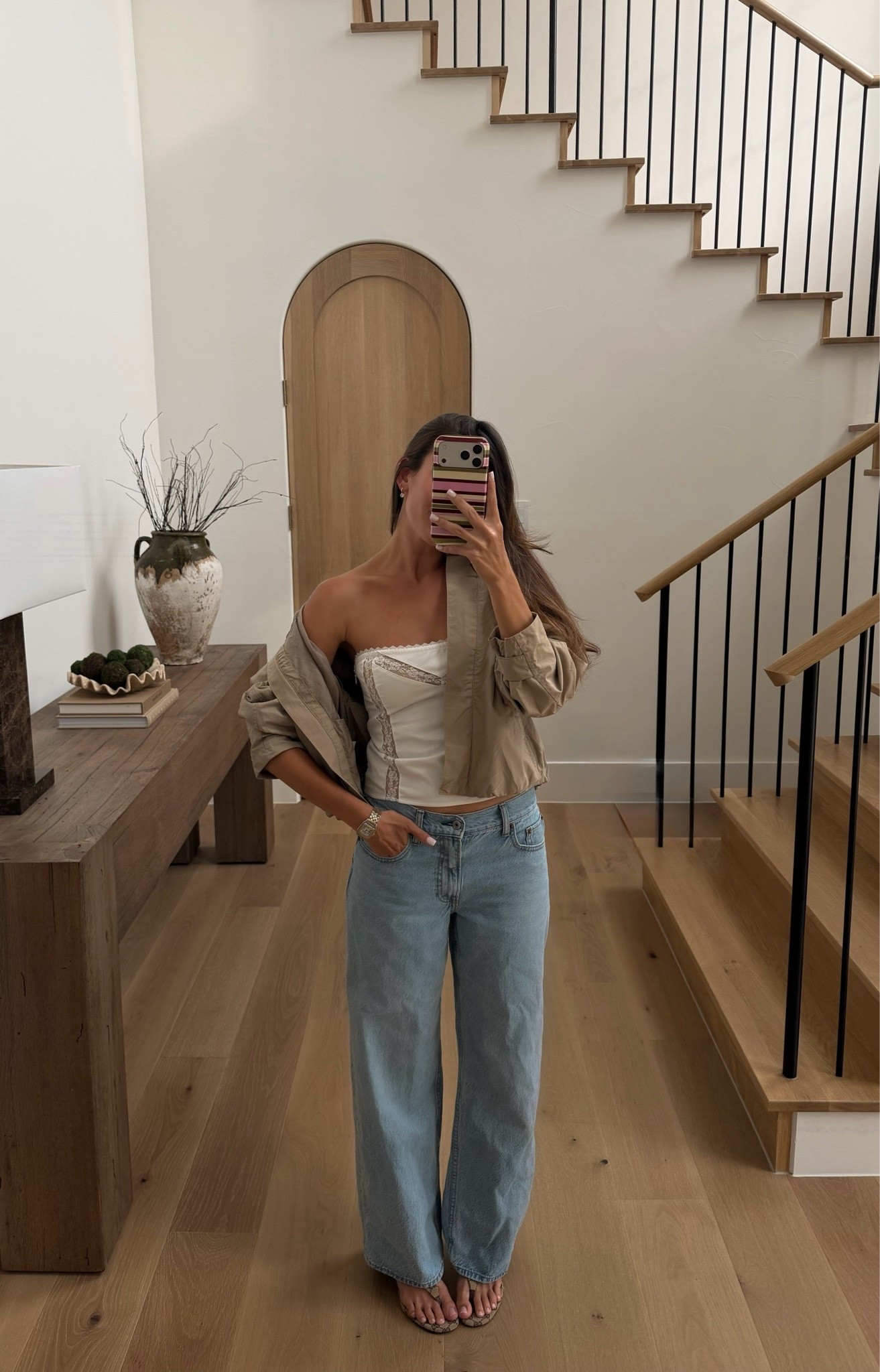 Fit check!!! (Wearing size small in top) 🍸 

Dinner date night, OOTD, night out with the girls, aritzia, Abercrombie, Frankie’s bikinis, cargo jacket, phone case, kitten heels, reformation, summer outfit inspo, fall