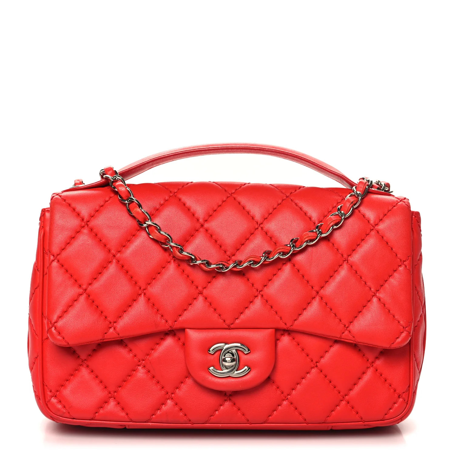 Chanel Lambskin Quilted Medium Easy Carry Flap Red 1690682 | FASHIONPHILE (US)