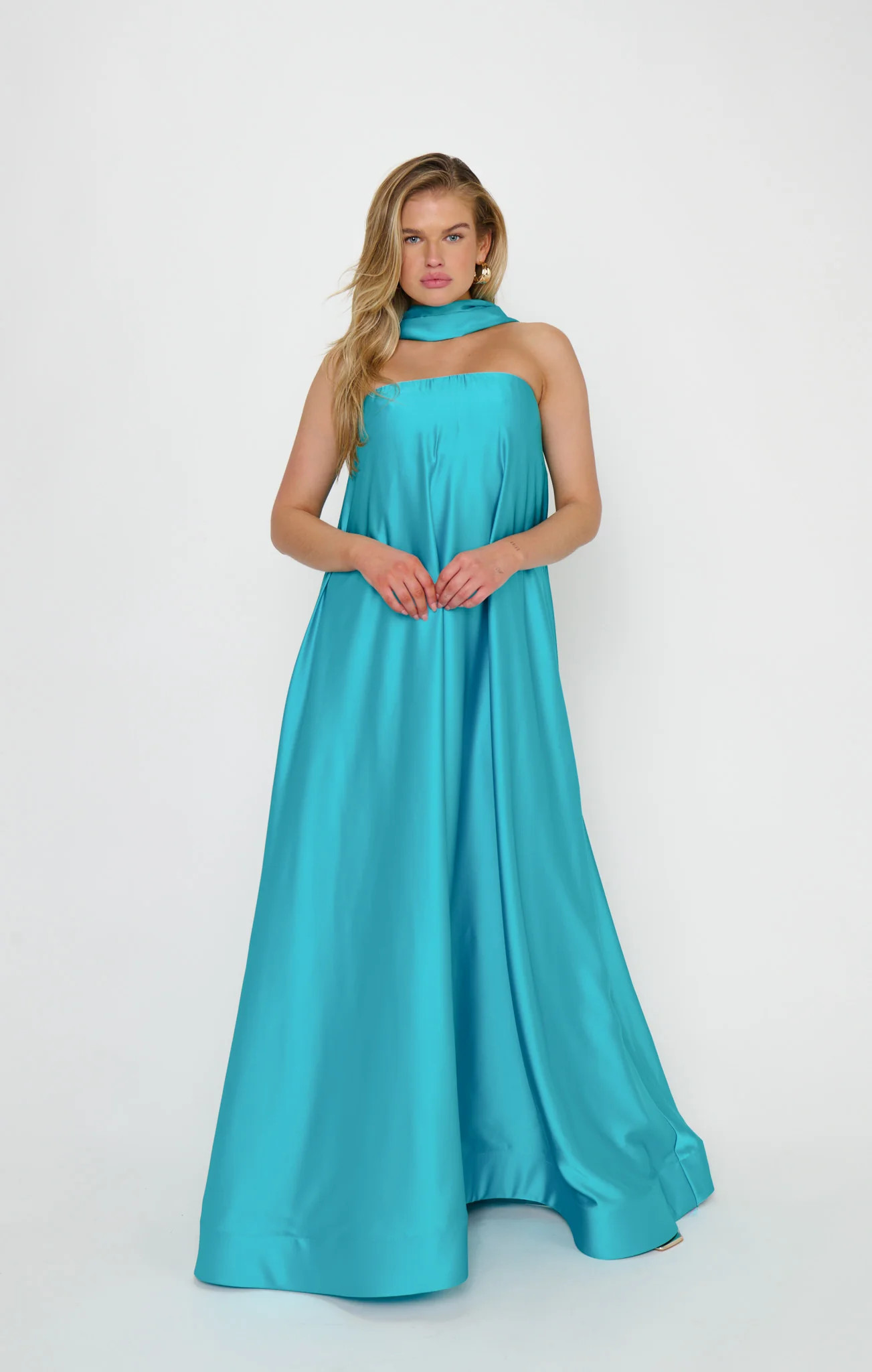 Tinsley Tube Dress ~ Teal Luxe Satin | Show Me Your Mumu