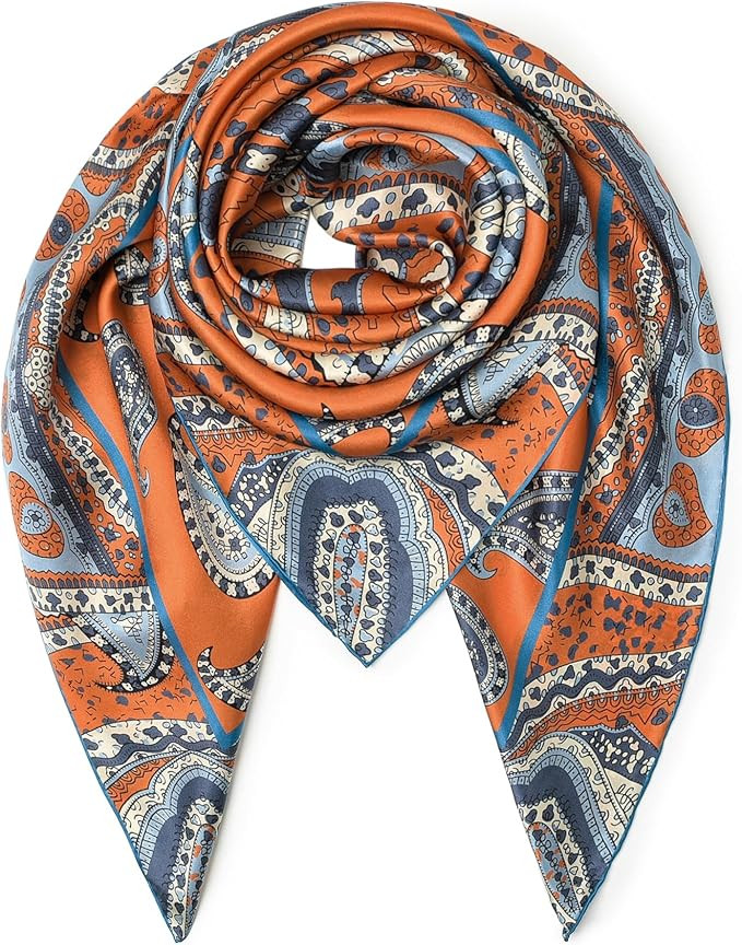 100% Mulberry Silk Scarf 43" Large Square Scarf Large Shawl - Women's Silk Oversized Headband - W... | Amazon (US)