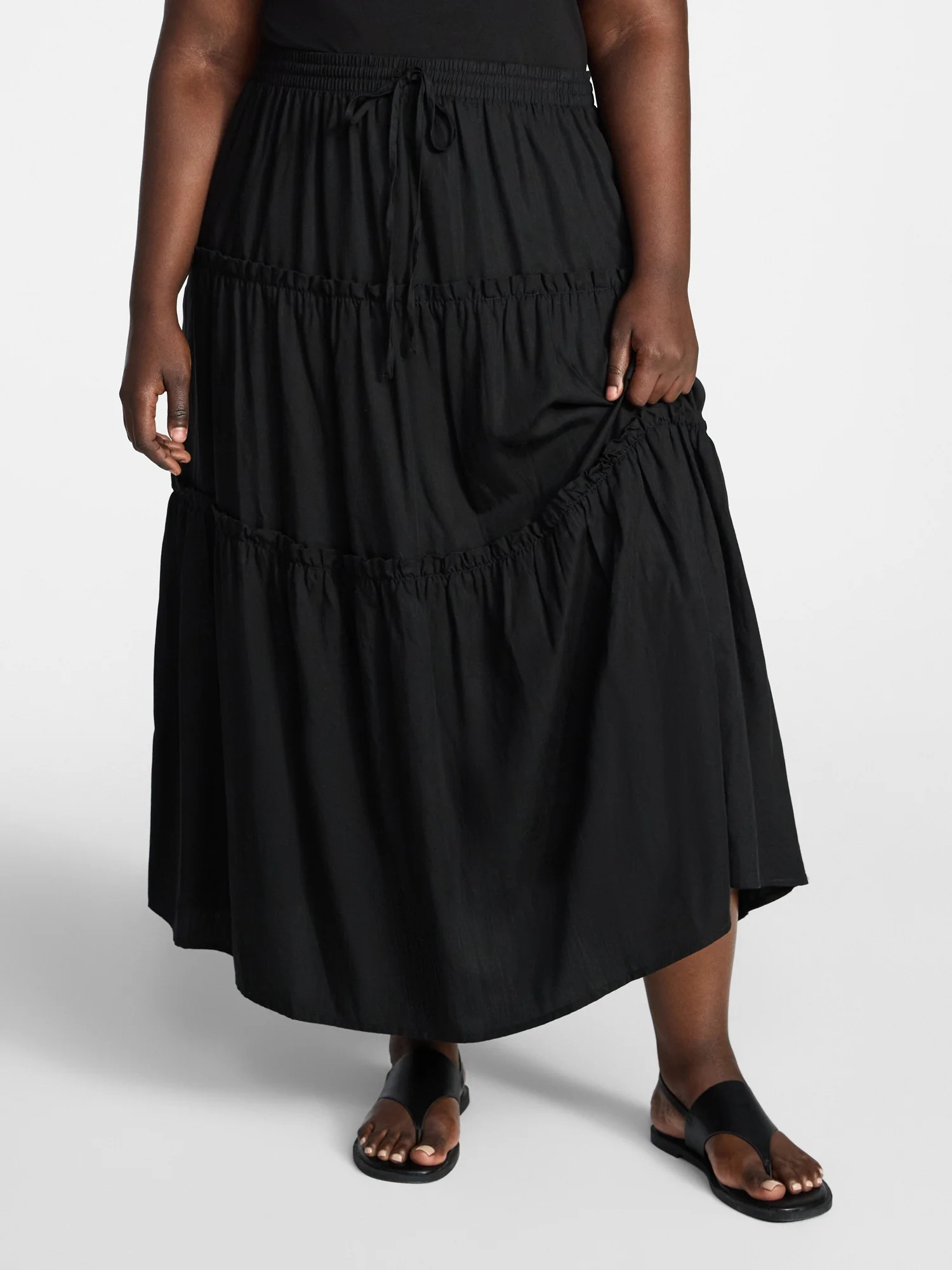 Terra & Sky Women's Plus Size Tiered Maxi Skirt, Sizes 0X-5X | Walmart (US)