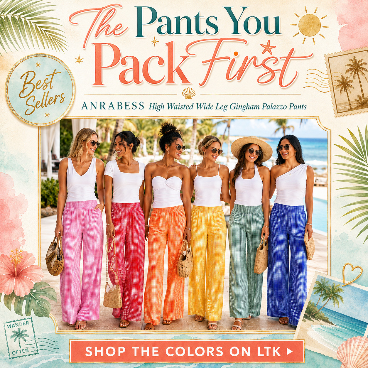 ANRABESS Summer Chic | High-Waisted, Wide Leg, Casual Gingham Palazzo Pants

The ANRABESS gingham palazzo pants you pack first for every summer trip!! ☀️ 

These high waisted wide leg pants are Best-Selling, top-rated, lightweight, colorful, and made for the kind of easy vacation outfits that look styled with almost NO effort!! 

Perfect for beach vacations, resort days, brunch, girls’ trips, summer dinners, travel days, coffee runs, coastal getaways, and every sunny plan where you want to look cute without building a full outfit from scratch.

These pants are an instant outfit-maker. 🔥 

The high-waisted pull-on fit is easy and flattering, the wide-leg silhouette feels breezy for warm weather, and the gingham colors make even the simplest white tank, bodysuit, or tee look intentional. 

Add sandals, sunglasses, gold jewelry, and a straw bag, and you have a full summer outfit that feels fun, polished, and vacation-ready in seconds.

If you want a summertime favorite you’ll actually wear on repeat, these are the pants to grab. 

They’re comfy enough for real plans, cute enough for vacation photos, and bold enough to make your outfit stand out without trying too hard. 

This is the kind of piece you buy in one color and immediately wish you had another.

📌 SAVE this for the top-rated summer pants that deserve the first spot in your suitcase.

↓ Everything is linked!

#LTKActive #LTKSaleAlert #LTKTravel