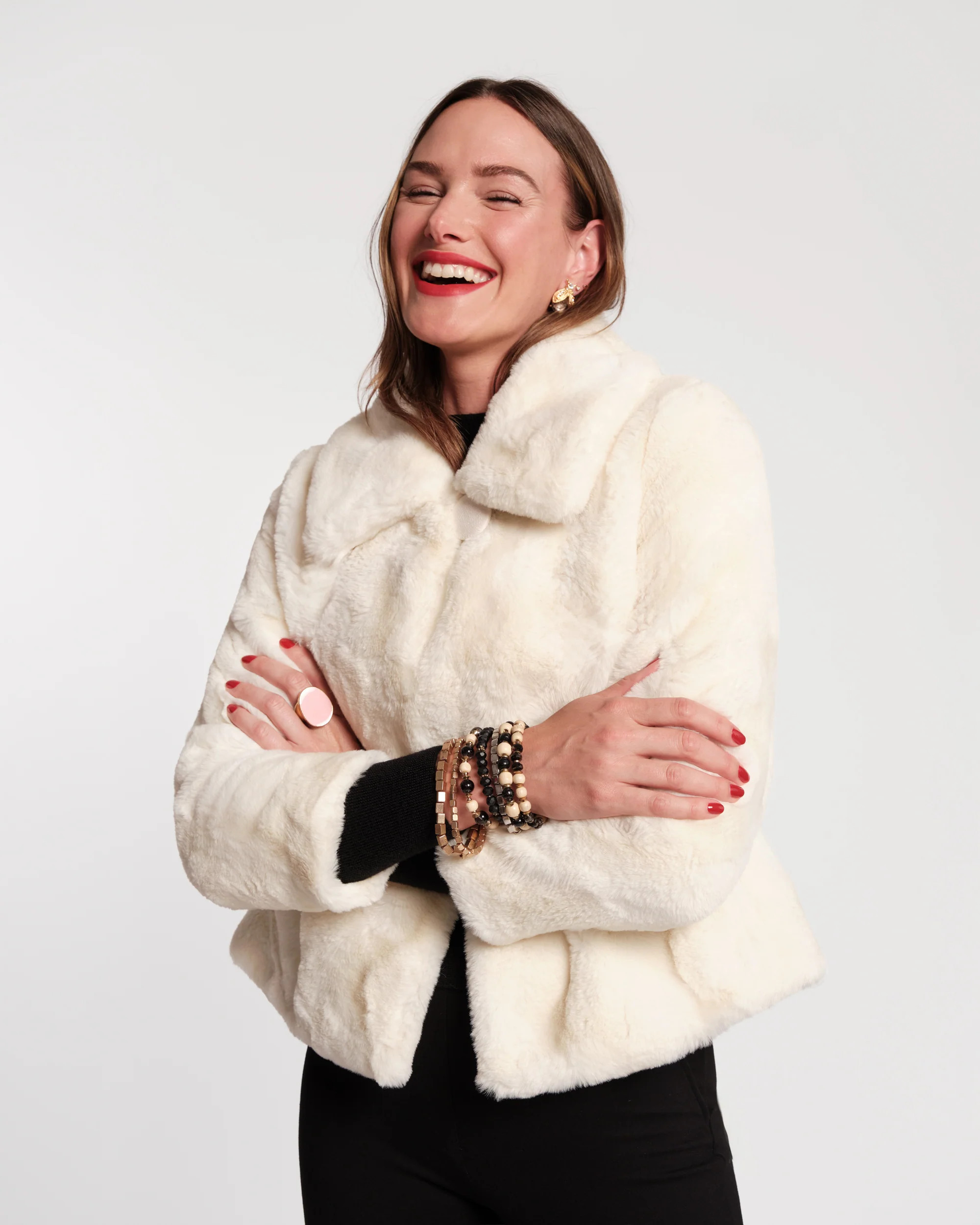 Babe Faux Fur Jacket - White | Frances Valentine
