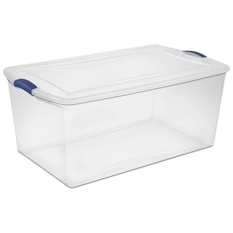 Sterilite 105 Qt. Clear Plastic Latching Box, Blue Latches with Clear Lid | Walmart (US)