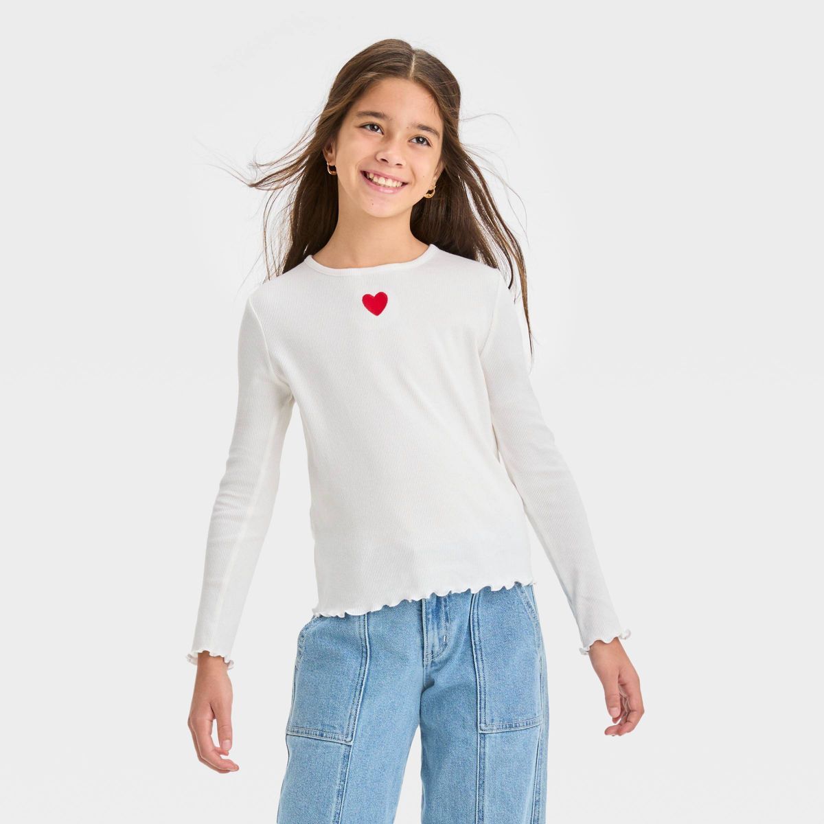 Girls' Long Sleeve T-Shirt - art class™ Blue Smiley | Target