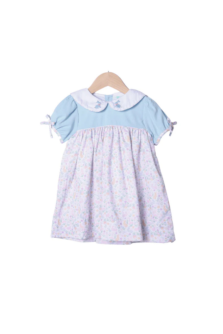 Hand Embroidered Sweet Bunny Pearl Dress | The Smocked Flamingo