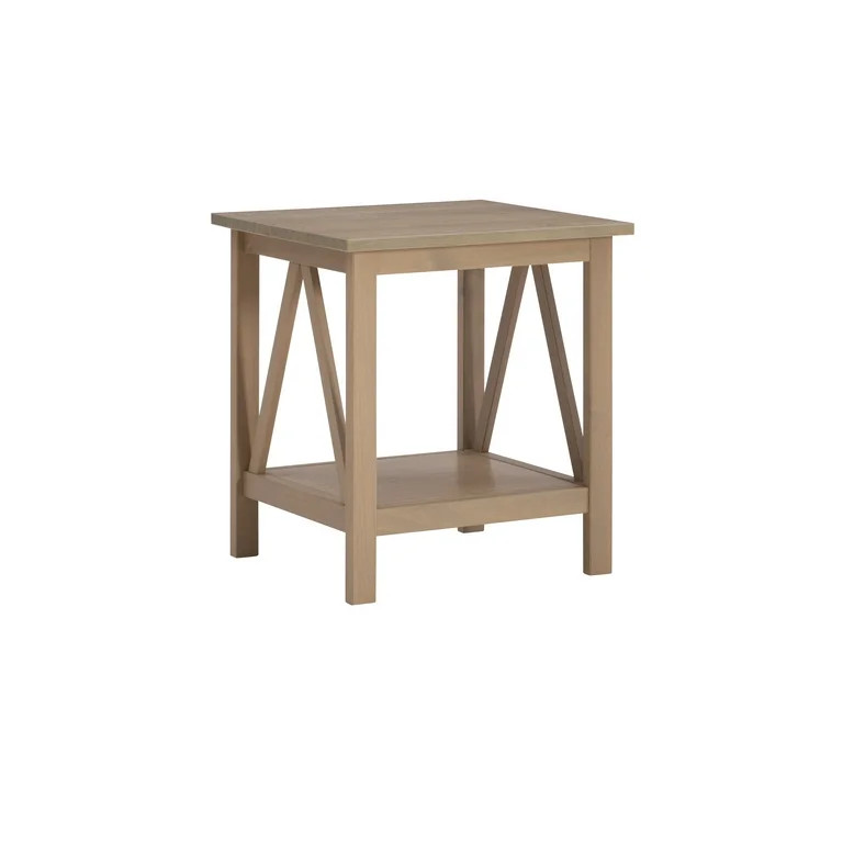 Linon Titian End Table with Bottom Shelf, 22 inches Tall, Rustic Driftwood - Walmart.com | Walmart (US)