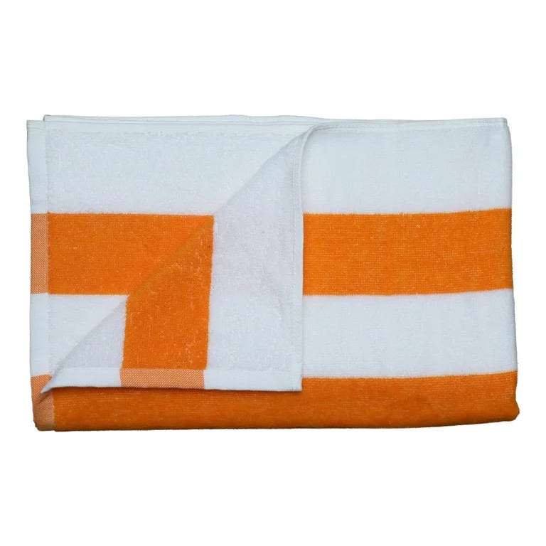 Mainstays Cotton Orange & White Cabana Stripe Beach Towel, 28" x 58" - Walmart.com | Walmart (US)