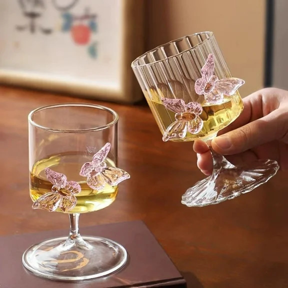 OEFNTAC Butterfly Glass Cup Goblet for Valentine Romantic Dinner Elegant Drinkware Environmental ... | Walmart (US)