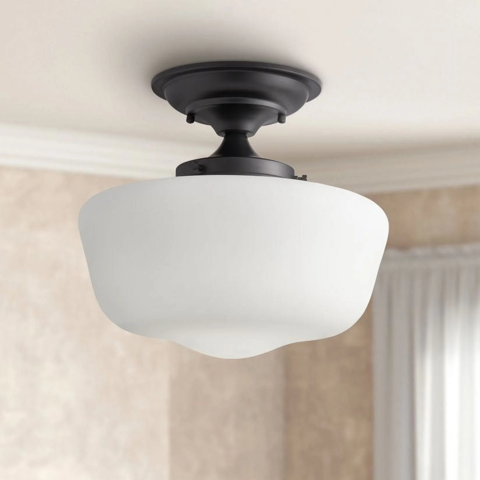 Regency Hill Modern Schoolhouse Farmhouse Ceiling Light Semi Flush Mount Fixture 12 1/4" Wide Bla... | Walmart (US)