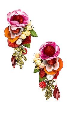 Ranjana Khan Floral Drop Earrings in Red from Revolve.com | Revolve Clothing (Global)