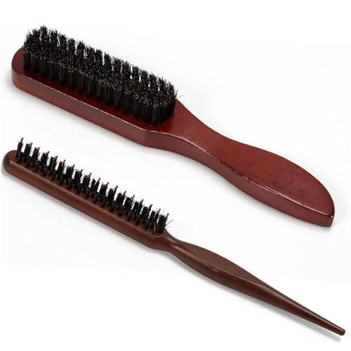 2 Pcs Boar Bristle Brushes for Men and Women - Smoothing and Teasing for Sleek Hair, Slick Back Hairstyles, and Enhanced Beard Shine | Amazon (US)