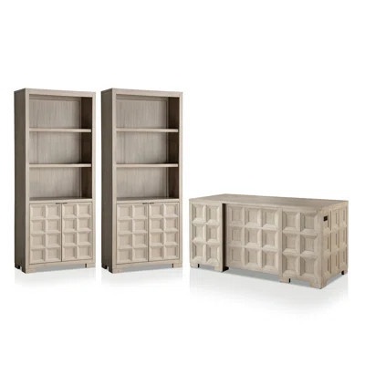 Schell 3-Piece Office Set With Executive Desk And Bookcase | Wayfair North America