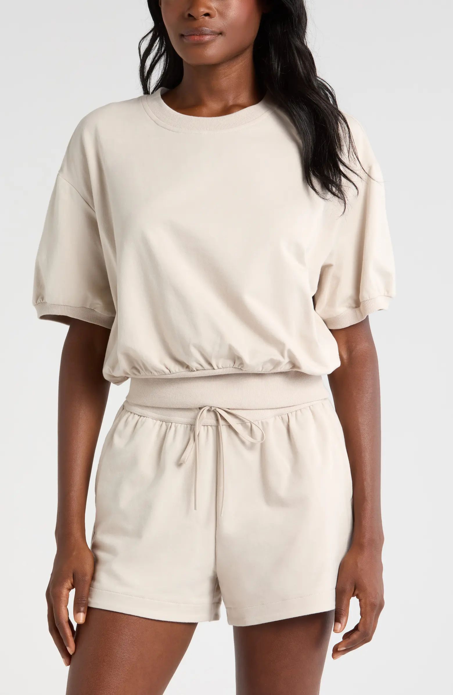 Zella Short Sleeve Cotton Sweatshirt | Nordstrom | Nordstrom